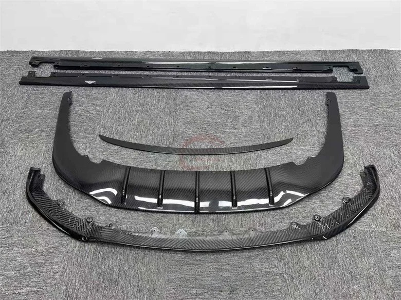 For  Flying Spur 2020-2024 Upgrade W12 Style Dry Carbon Fiber Front Lip Side Skirts Rear Diffuser Rear Spoiler Body Kit